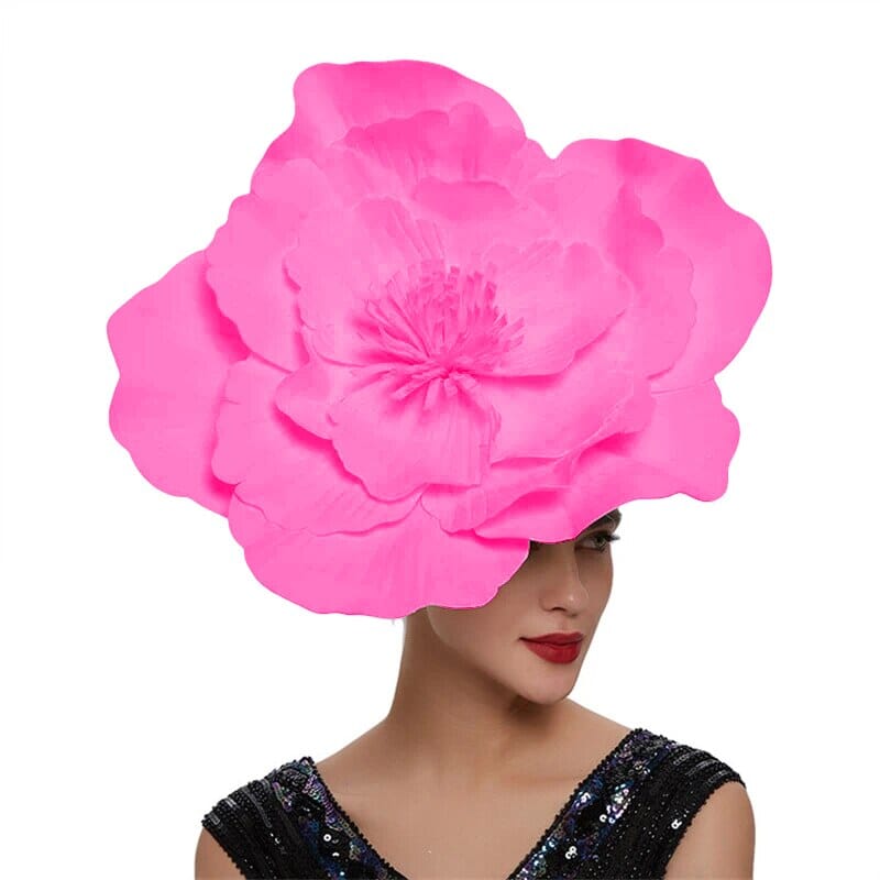 Women Large Flower Fascinators Tea Party Fancy Hats Headwear Hat jehouze Hot Pink