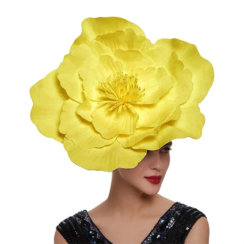 Women Large Flower Fascinators Tea Party Fancy Hats Headwear Hat jehouze Yellow