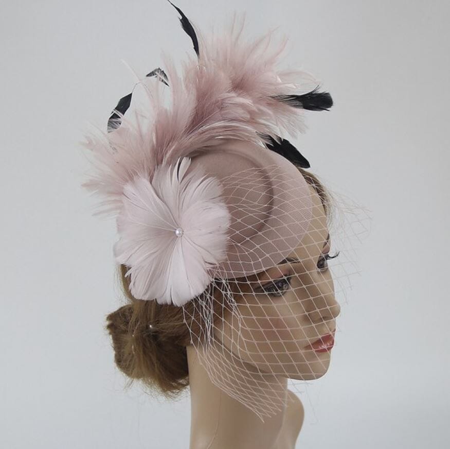 Women Pillbox Hat Mesh Veil Vintage Fascinators Tea Party Bridal Wedding Halloween Headband Hat jehouze 10 Pink 