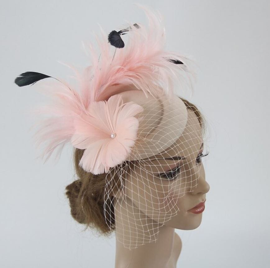 Women Pillbox Hat Mesh Veil Vintage Fascinators Tea Party Bridal Wedding Halloween Headband Hat jehouze 12 Light Pink 