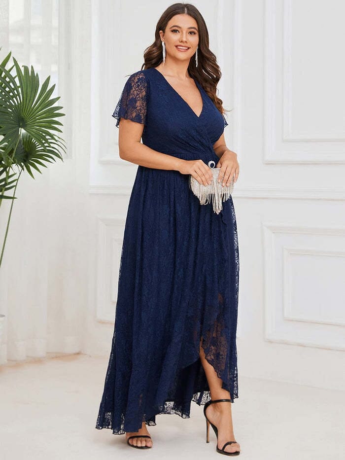 Plus Size Ruffles Sleeves Evening Dresses