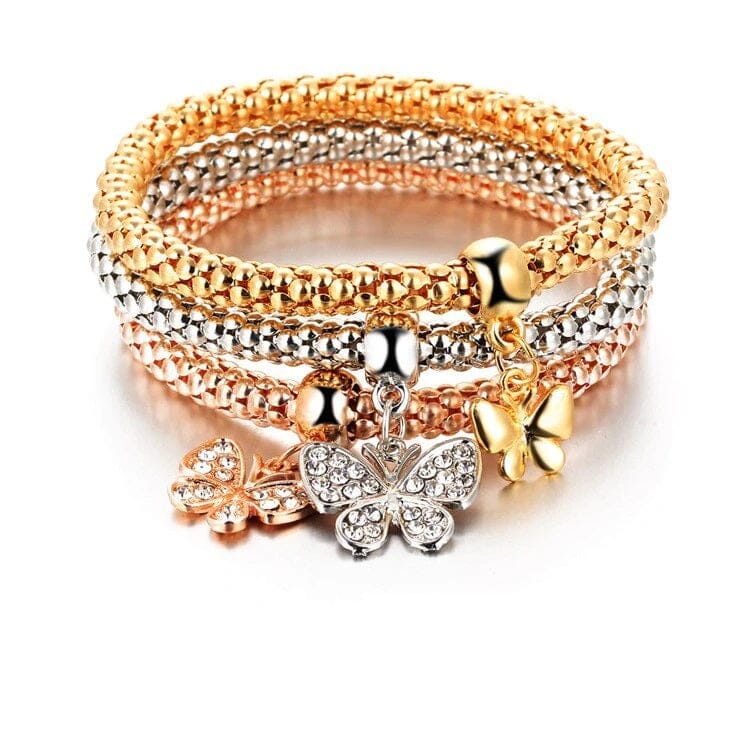 Women Teen Gold Silver Rose Gold Chain Stretch Multilayer Bracelet_ Jewelry jehouze