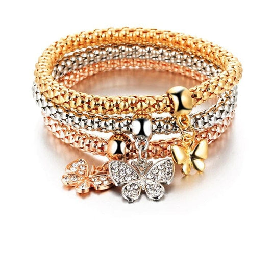 Women Teen Gold Silver Rose Gold Chain Stretch Multilayer Bracelet_ Jewelry jehouze