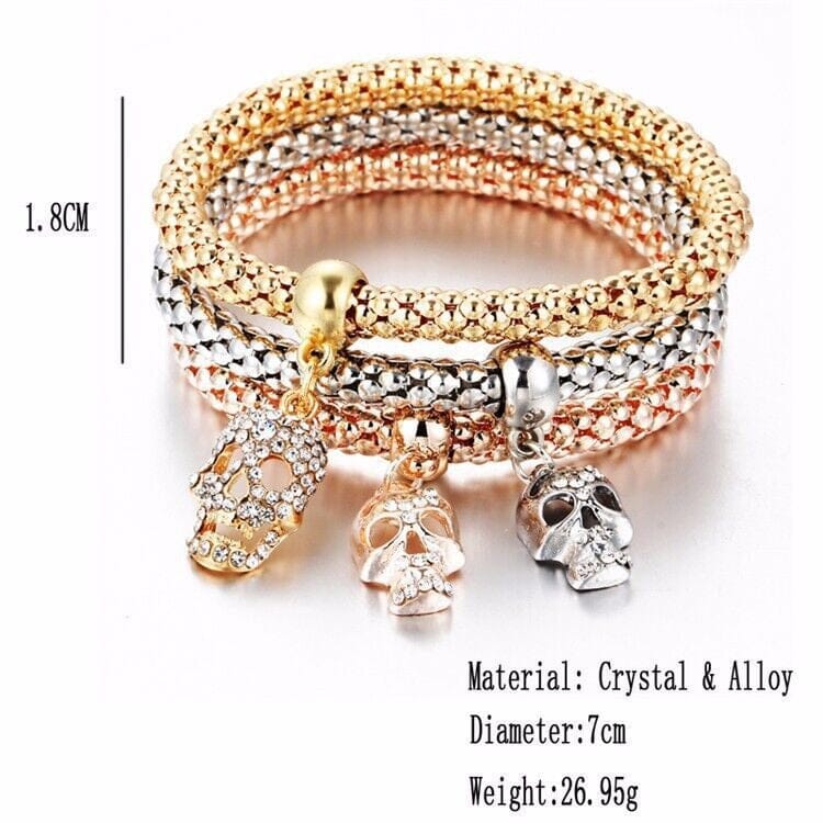 Women Teen Gold Silver Rose Gold Chain Stretch Multilayer Bracelet_ Jewelry jehouze