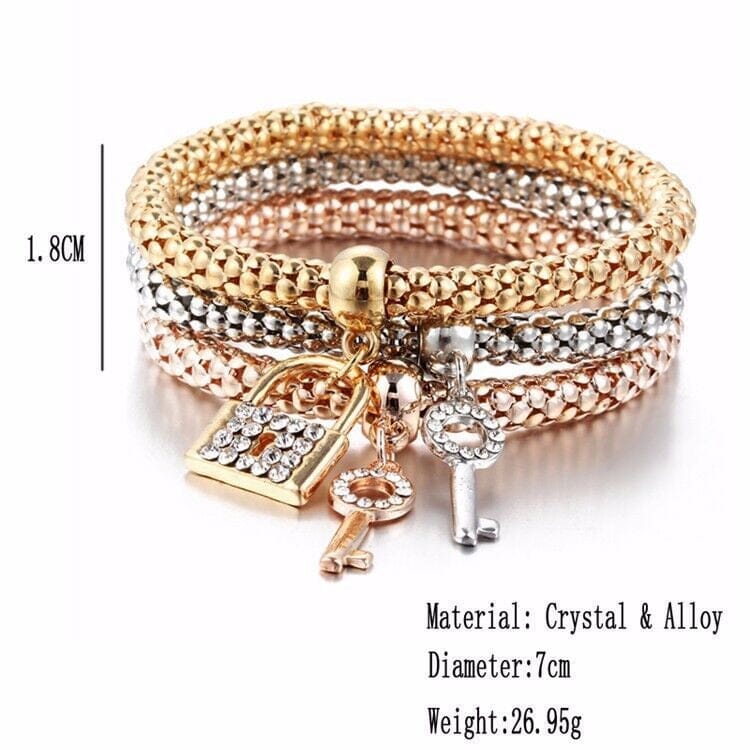 Women Teen Gold Silver Rose Gold Chain Stretch Multilayer Bracelet_ Jewelry jehouze
