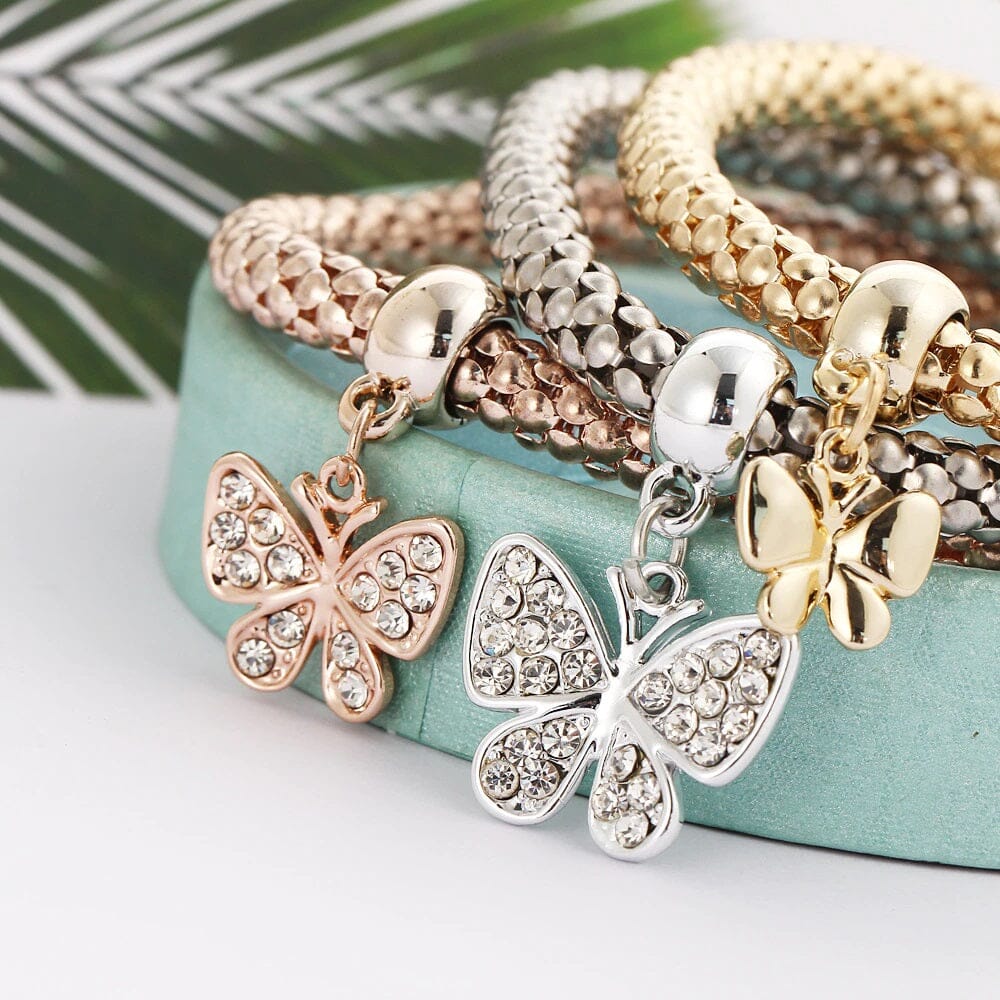 Women Teen Gold Silver Rose Gold Chain Stretch Multilayer Bracelet_ Jewelry jehouze