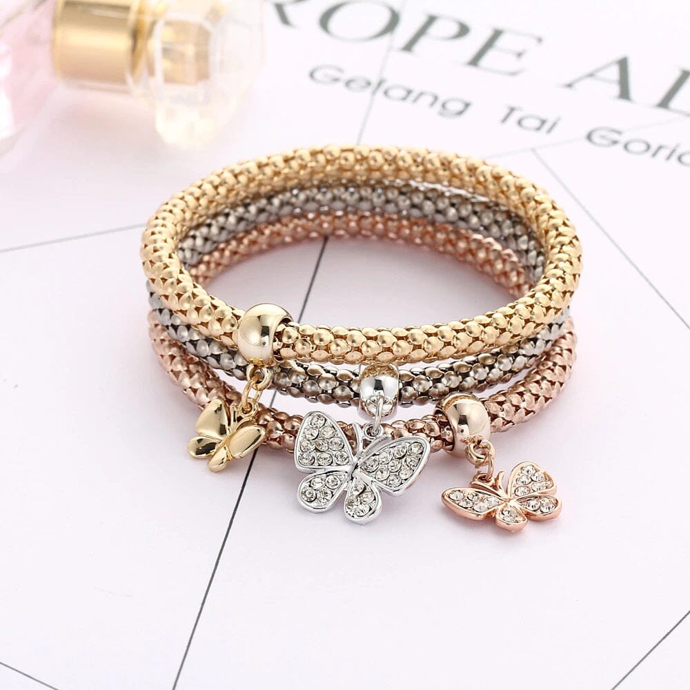 Women Teen Gold Silver Rose Gold Chain Stretch Multilayer Bracelet_ Jewelry jehouze