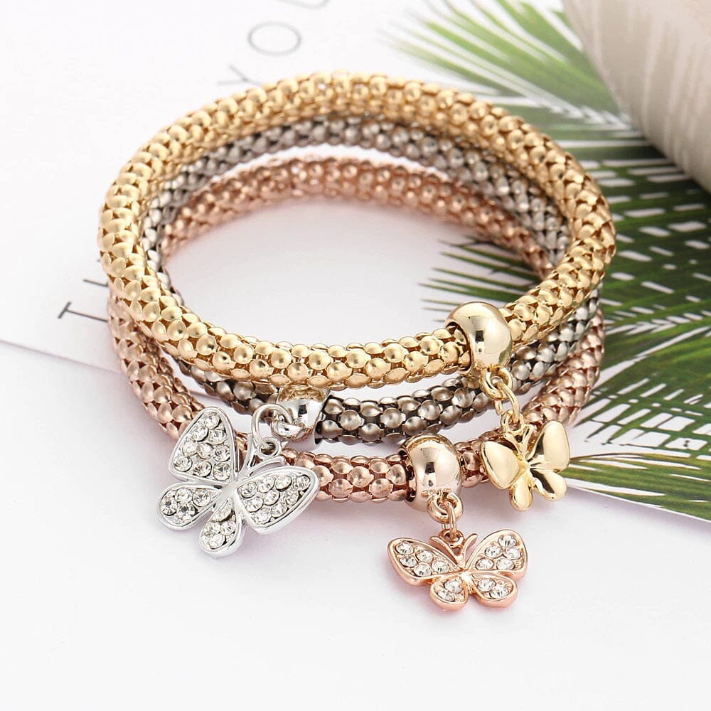 Women Teen Gold Silver Rose Gold Chain Stretch Multilayer Bracelet_ Jewelry jehouze
