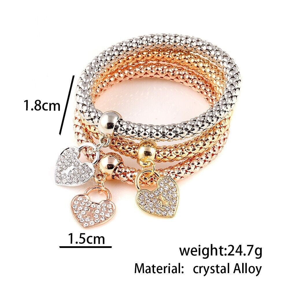 Women Teen Gold Silver Rose Gold Chain Stretch Multilayer Bracelet_ Jewelry jehouze