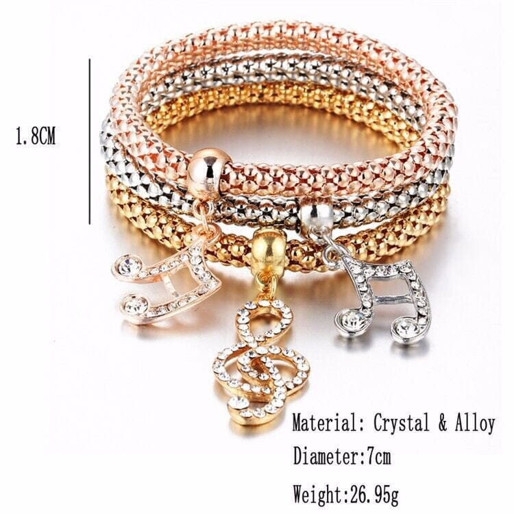 Women Teen Gold Silver Rose Gold Chain Stretch Multilayer Bracelet_ Jewelry jehouze