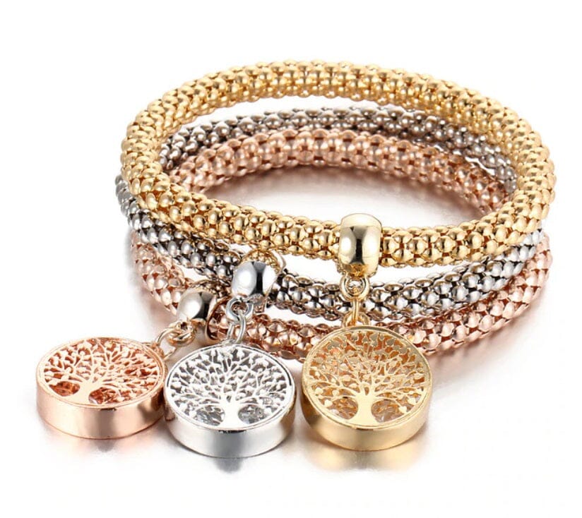 Women Teen Gold Silver Rose Gold Chain Stretch Multilayer Bracelet_ Jewelry jehouze Tree of Life