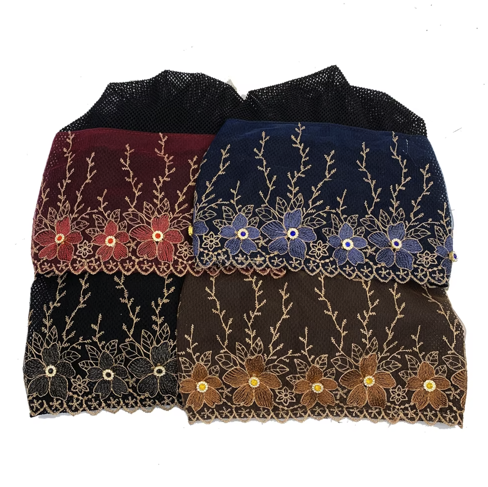 Women's Floral Embroidered Turban Muslim Lady Head Wrap African Cap