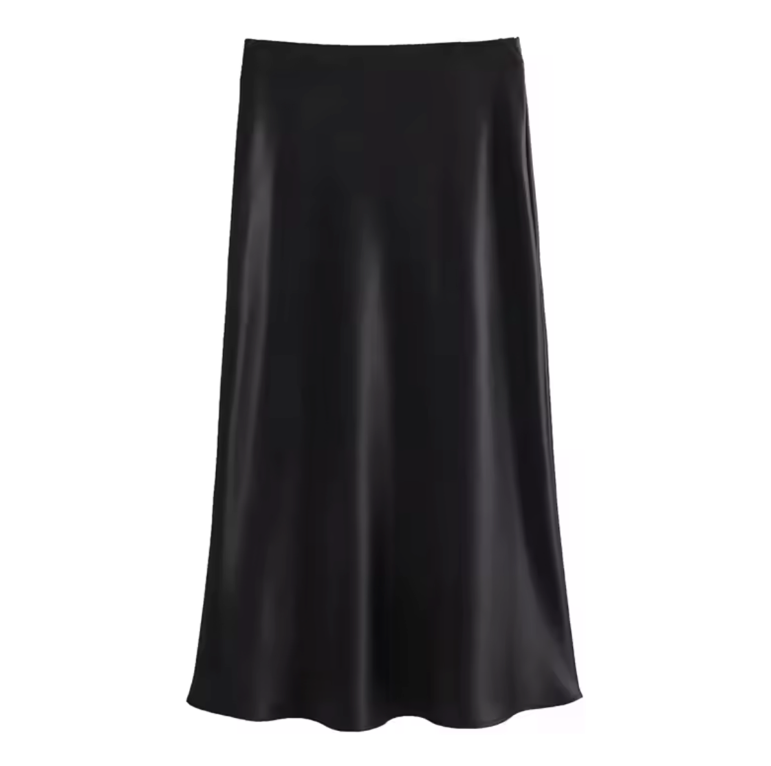 Women Satin High Waist Long Midi Skirt