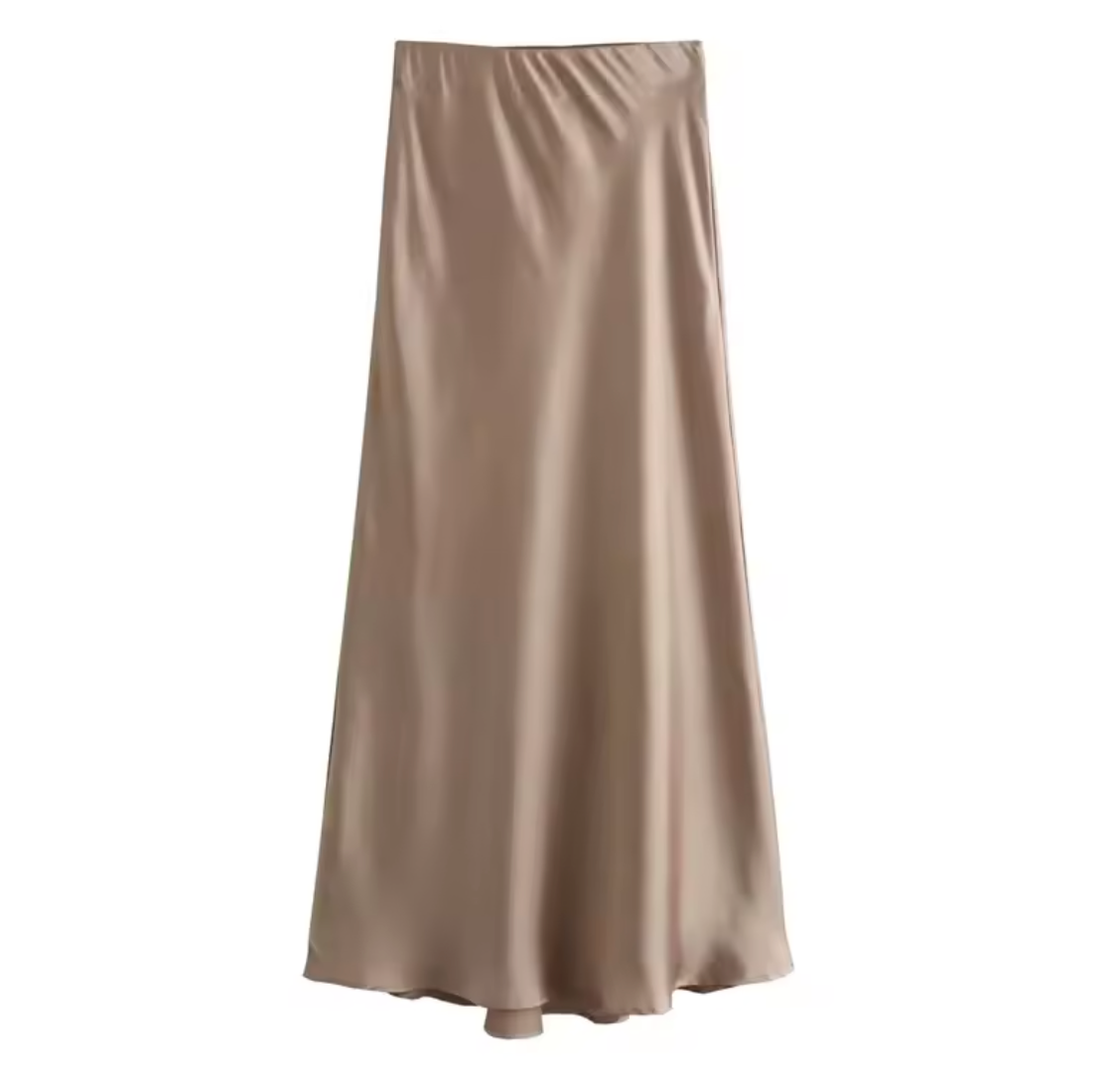 Women Satin High Waist Long Midi Skirt