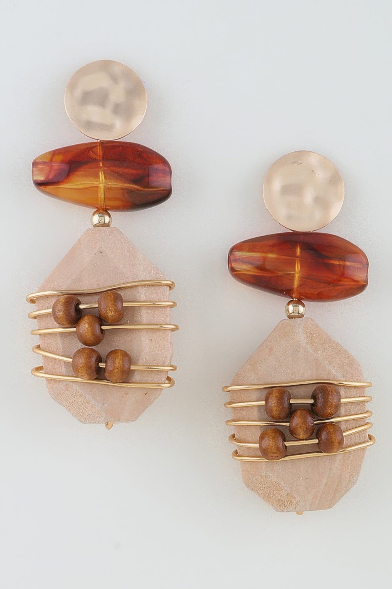 Abstract Historic Pillar Drop Earrings Apparel & Accessories > Jewelry > Earrings jehouze Gold Brown 