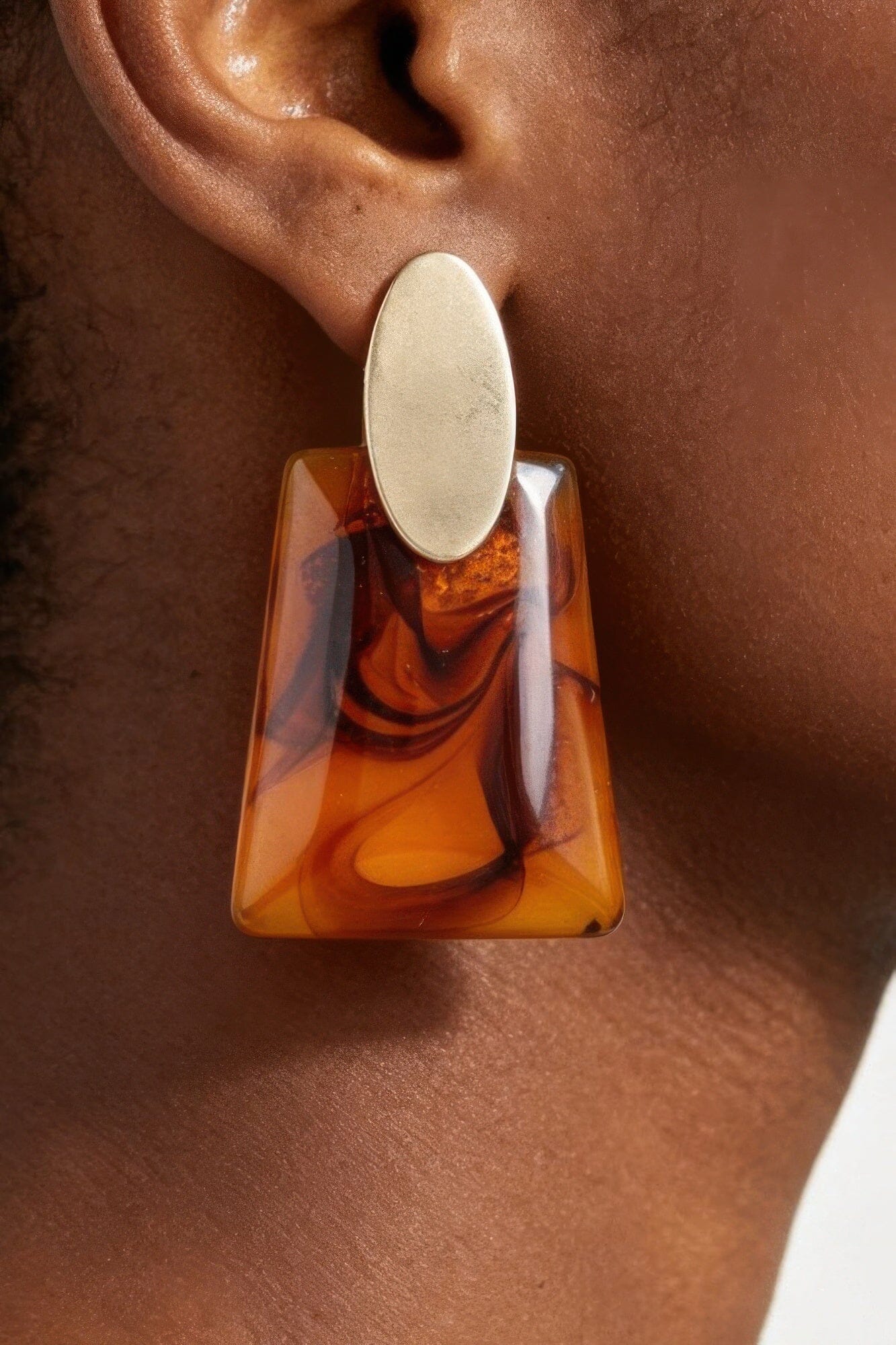 Abstract Marble Stone Fashion Earrings Apparel & Accessories > Jewelry > Earrings jehouze Gold Brown 