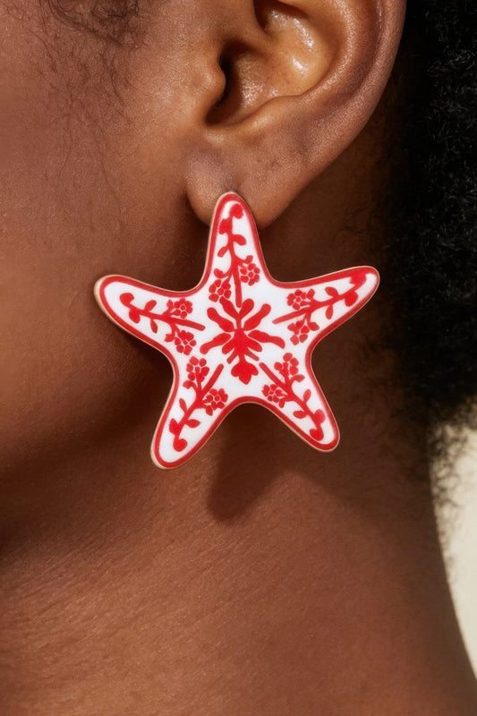 Antique Starfish Stud Earrings Apparel & Accessories > Jewelry > Earrings jehouze Red 