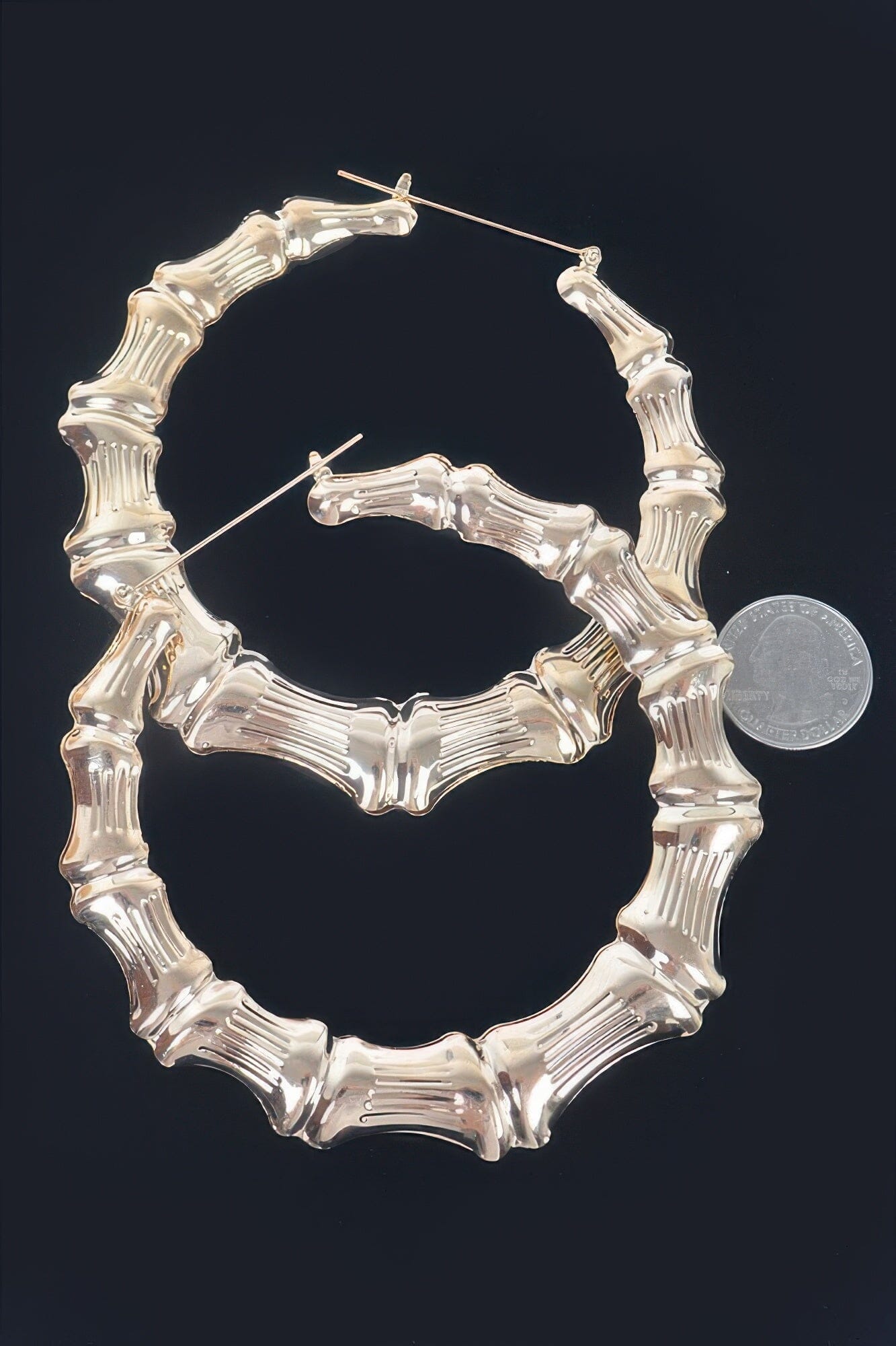 Bamboo Metal 10cm Hoop Earring Apparel & Accessories > Jewelry > Earrings jehouze 