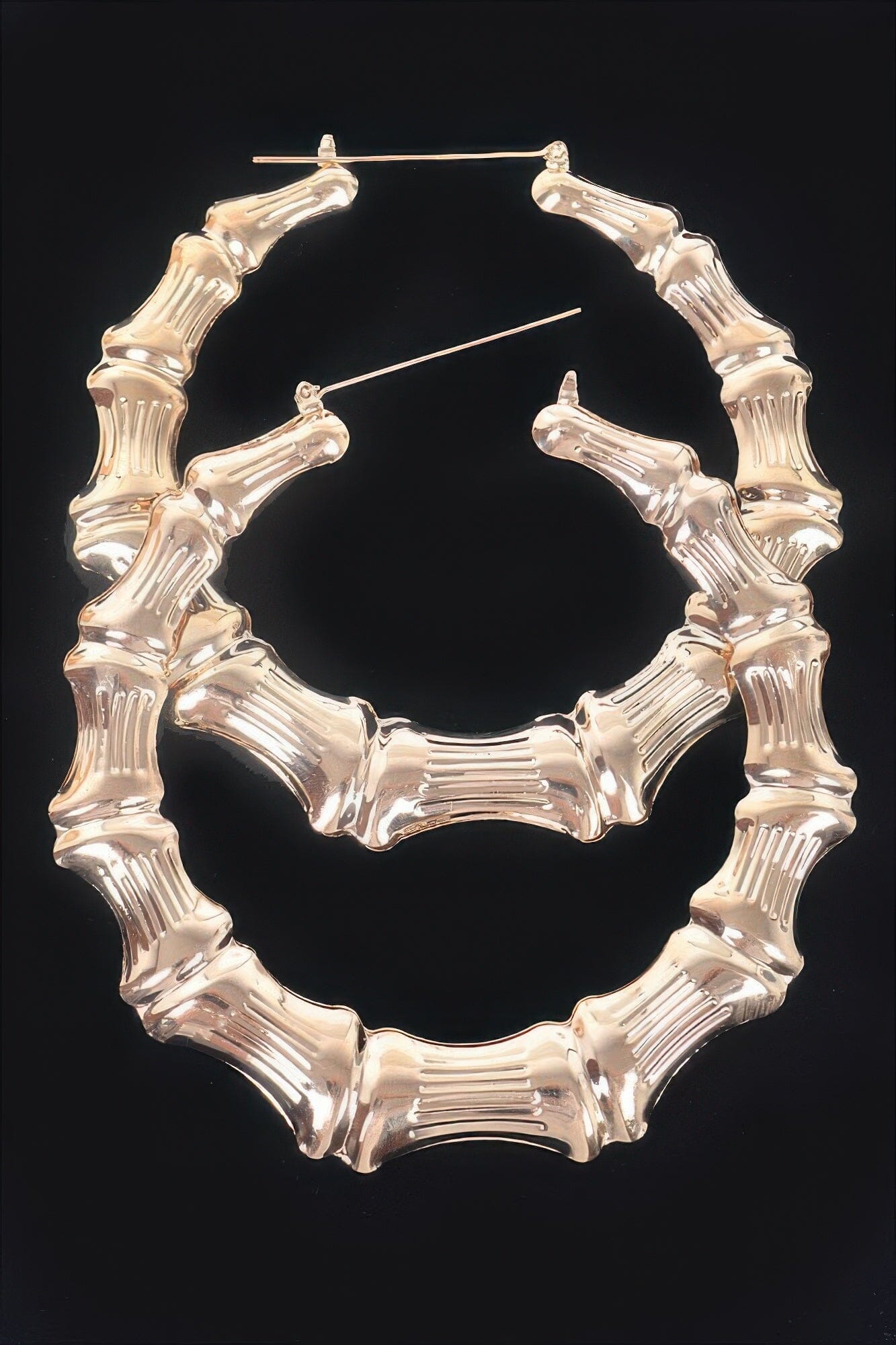 Bamboo Metal 10cm Hoop Earring Apparel & Accessories > Jewelry > Earrings jehouze Gold 