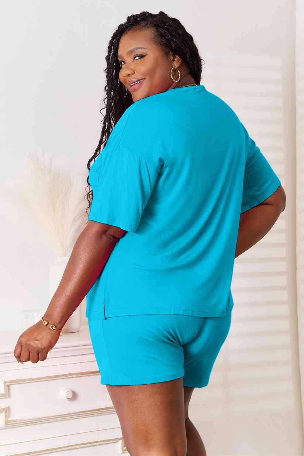 Basic Bae 2 piece Soft Rayon Stretchy Half Sleeve Top and Shorts Loungewear Set Sleepwear & Loungewear jehouze 