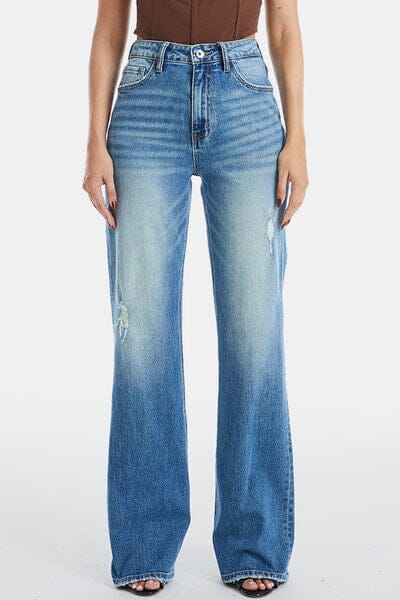 BAYEAS Blue Ultra High-Waist Gradient Bootcut Jeans jeans jehouze 