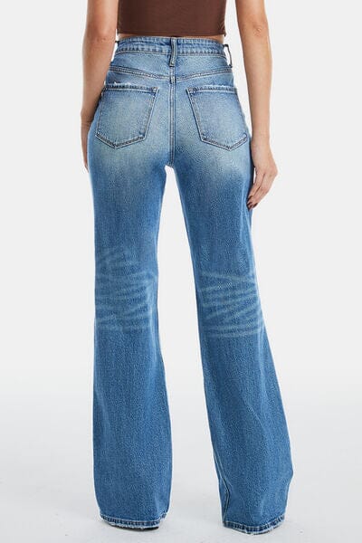 BAYEAS Blue Ultra High-Waist Gradient Bootcut Jeans jeans jehouze 