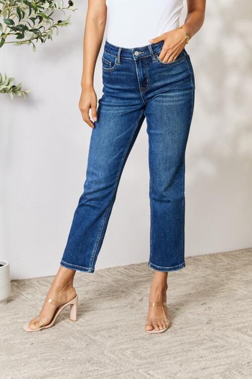 BAYEAS Dark Blue Cropped Straight Jeans jeans jehouze Dark 0(24) 