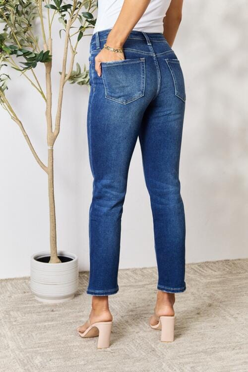 BAYEAS Medium Blue Distressed Cropped Jeans jeans jehouze 