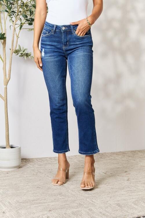 BAYEAS Medium Blue Distressed Cropped Jeans jeans jehouze Medium 0(24) 