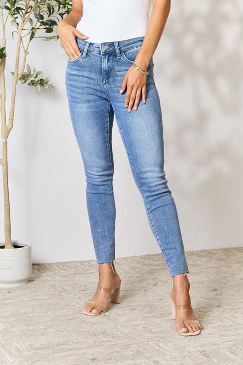 BAYEAS Medium Blue Raw Hem Skinny Jeans jeans jehouze Medium 0(24) 