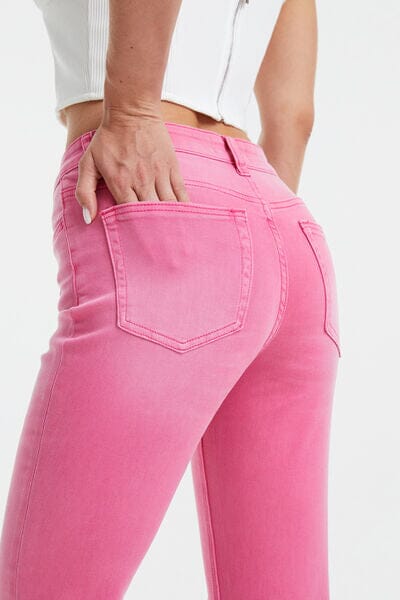 BAYEAS Pink High Waist Distressed Raw Hem Jeans jeans jehouze 