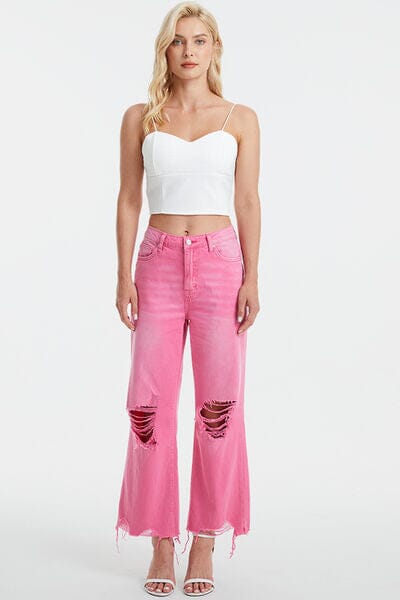 BAYEAS Pink High Waist Distressed Raw Hem Jeans jeans jehouze RAZ 0 