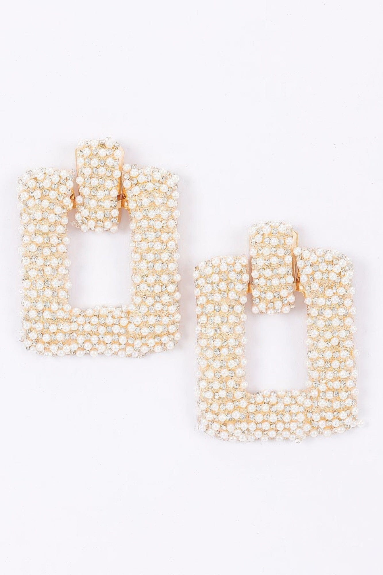 Beaded Square Frame Drop Earrings Apparel & Accessories > Jewelry > Earrings jehouze 