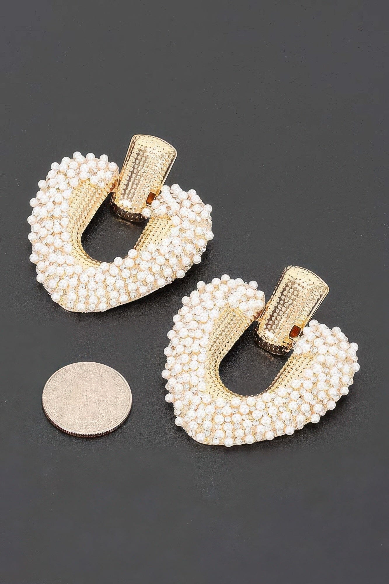 Beaded U-shape Door Knocker Earrings Apparel & Accessories > Jewelry > Earrings jehouze 