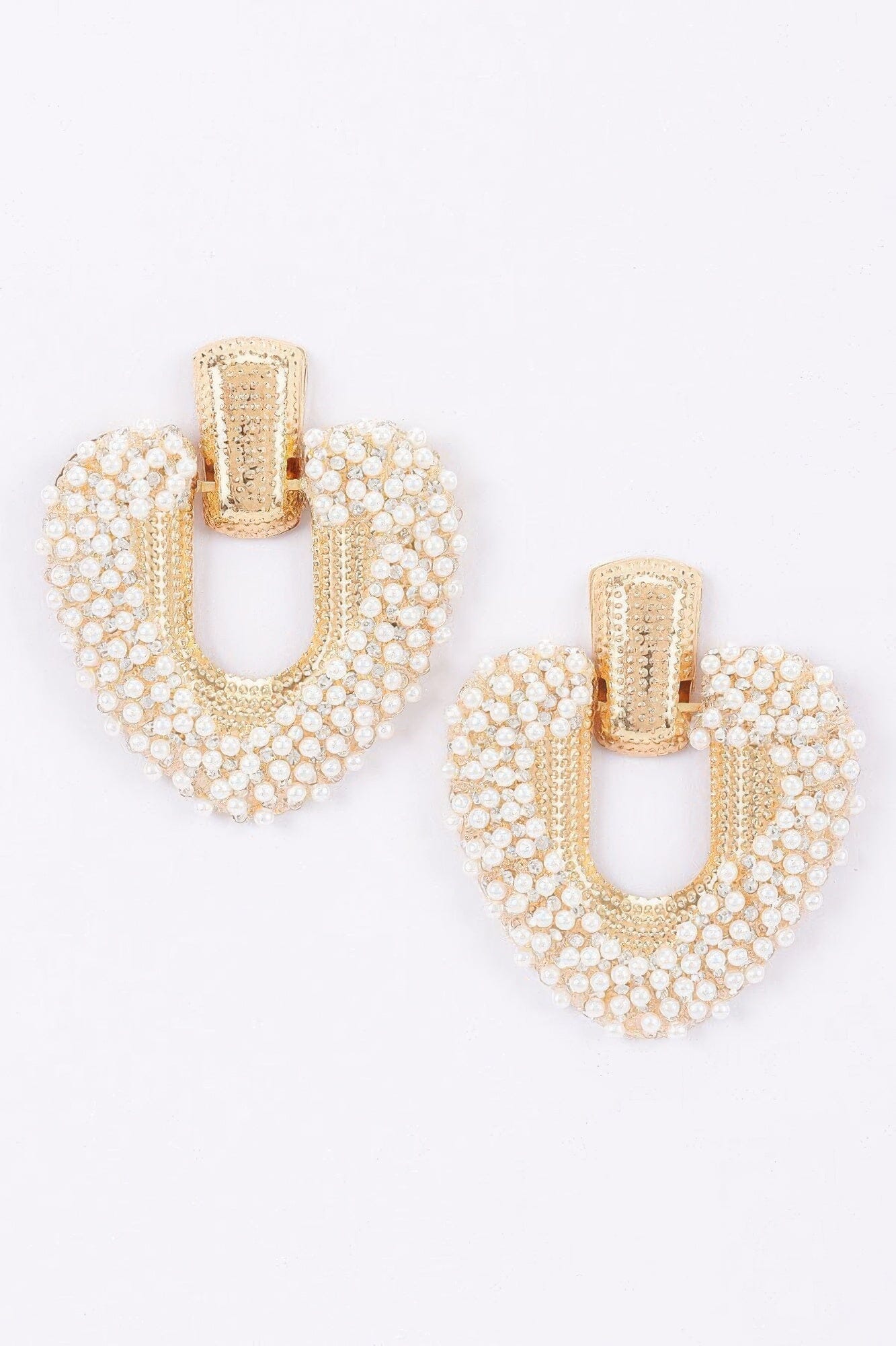 Beaded U-shape Door Knocker Earrings Apparel & Accessories > Jewelry > Earrings jehouze 