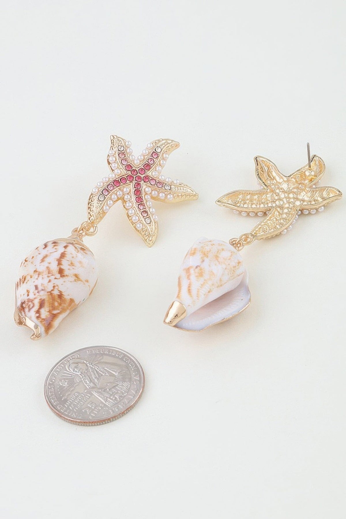 Bejeweled Starfish Shell Earrings Apparel & Accessories > Jewelry > Earrings jehouze 