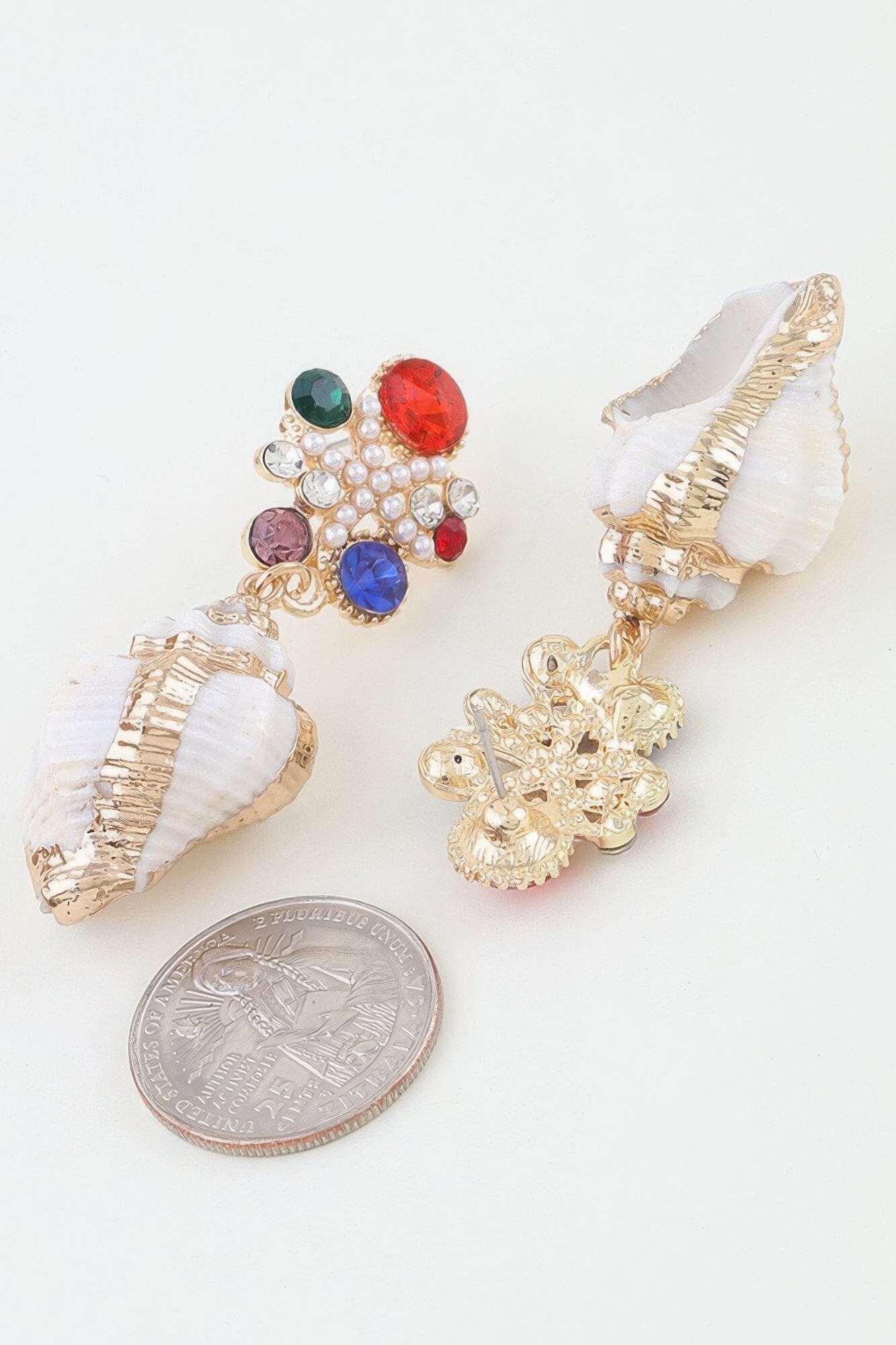Bejeweled Summer Shell Earrings Apparel & Accessories > Jewelry > Earrings jehouze 