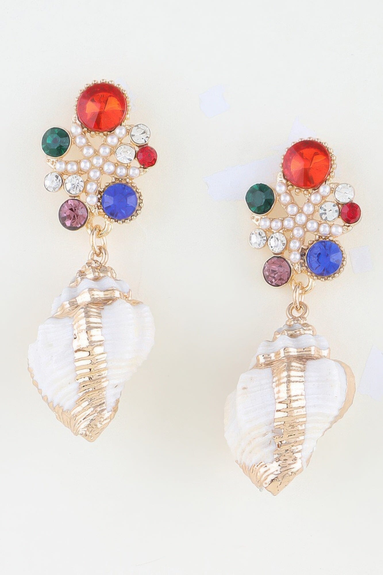 Bejeweled Summer Shell Earrings Apparel & Accessories > Jewelry > Earrings jehouze 