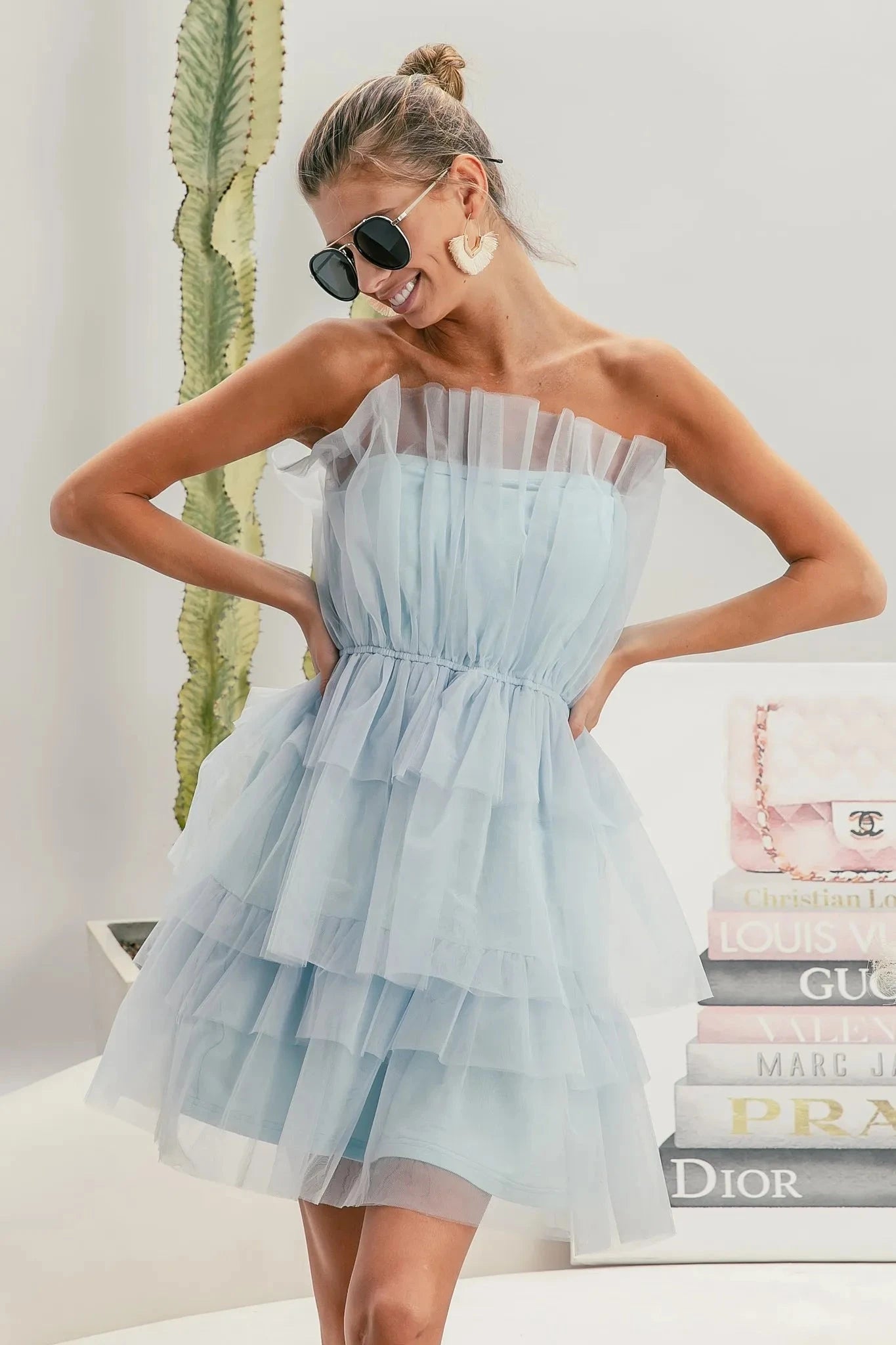 BiBi Sleeveless Layered Organza Dress Dresses jehouze 