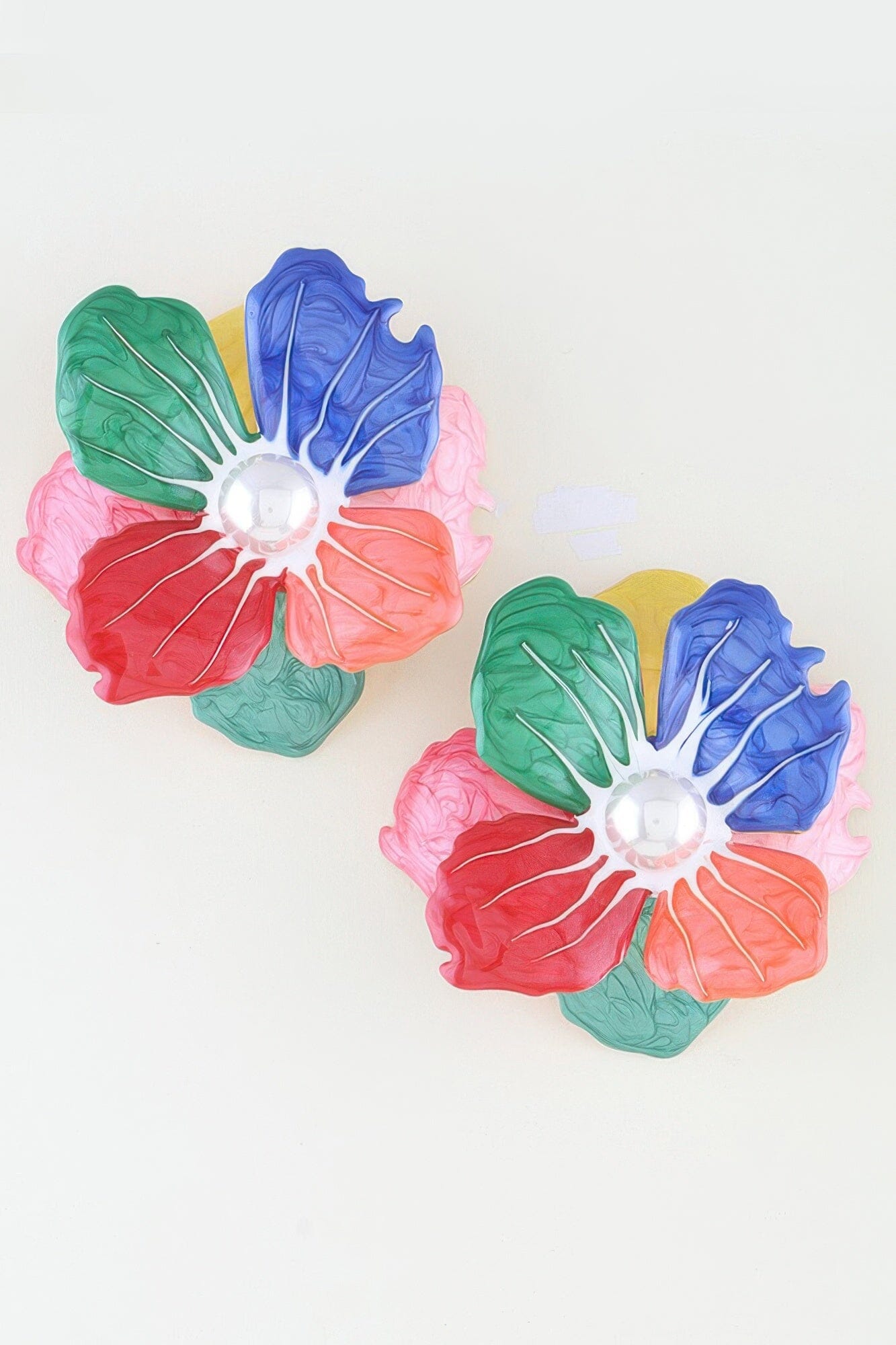 Blooming Marble Flower Stud Earrings Apparel & Accessories > Jewelry > Earrings jehouze Multicolor 