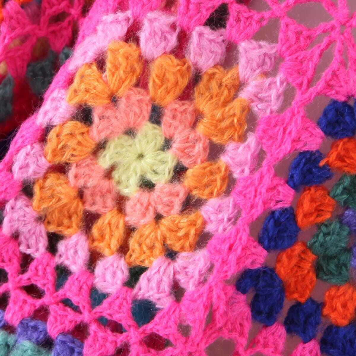 Bohemia Vintage Colored Plaid Flower Granny Square Hand Crochet Hooded Crop Cardigan Coats & Jackets jehouze 