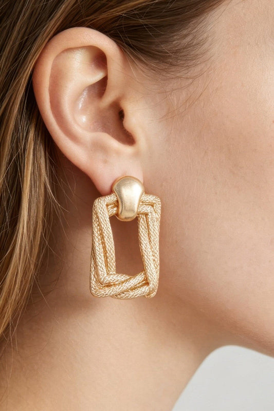 Braided Frame Twist Drop Earrings Apparel & Accessories > Jewelry > Earrings jehouze Gold 