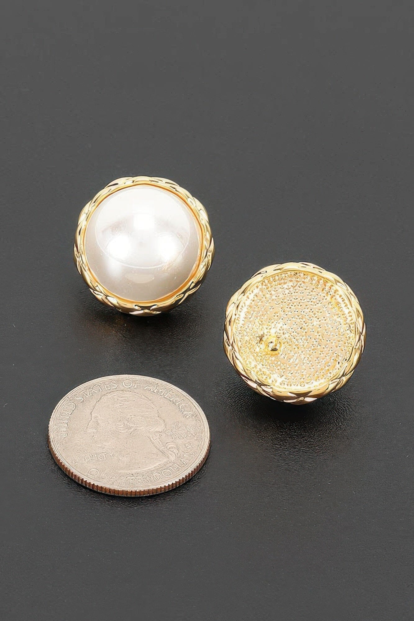 Braided Metal Frame Round Pearl Stud Earrings Apparel & Accessories > Jewelry > Earrings jehouze 