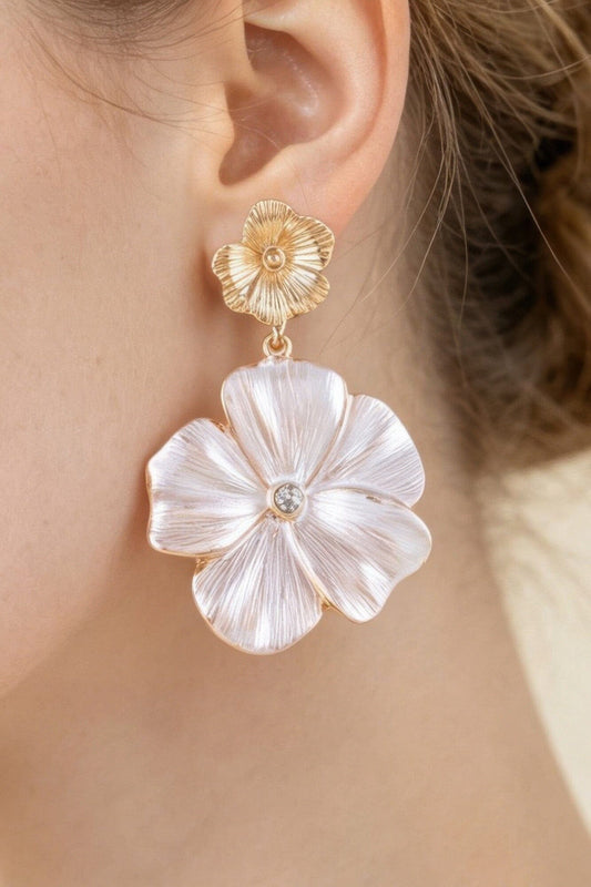 Classic Poppy Flower Drop Earrings Apparel & Accessories > Jewelry > Earrings jehouze Gold White 