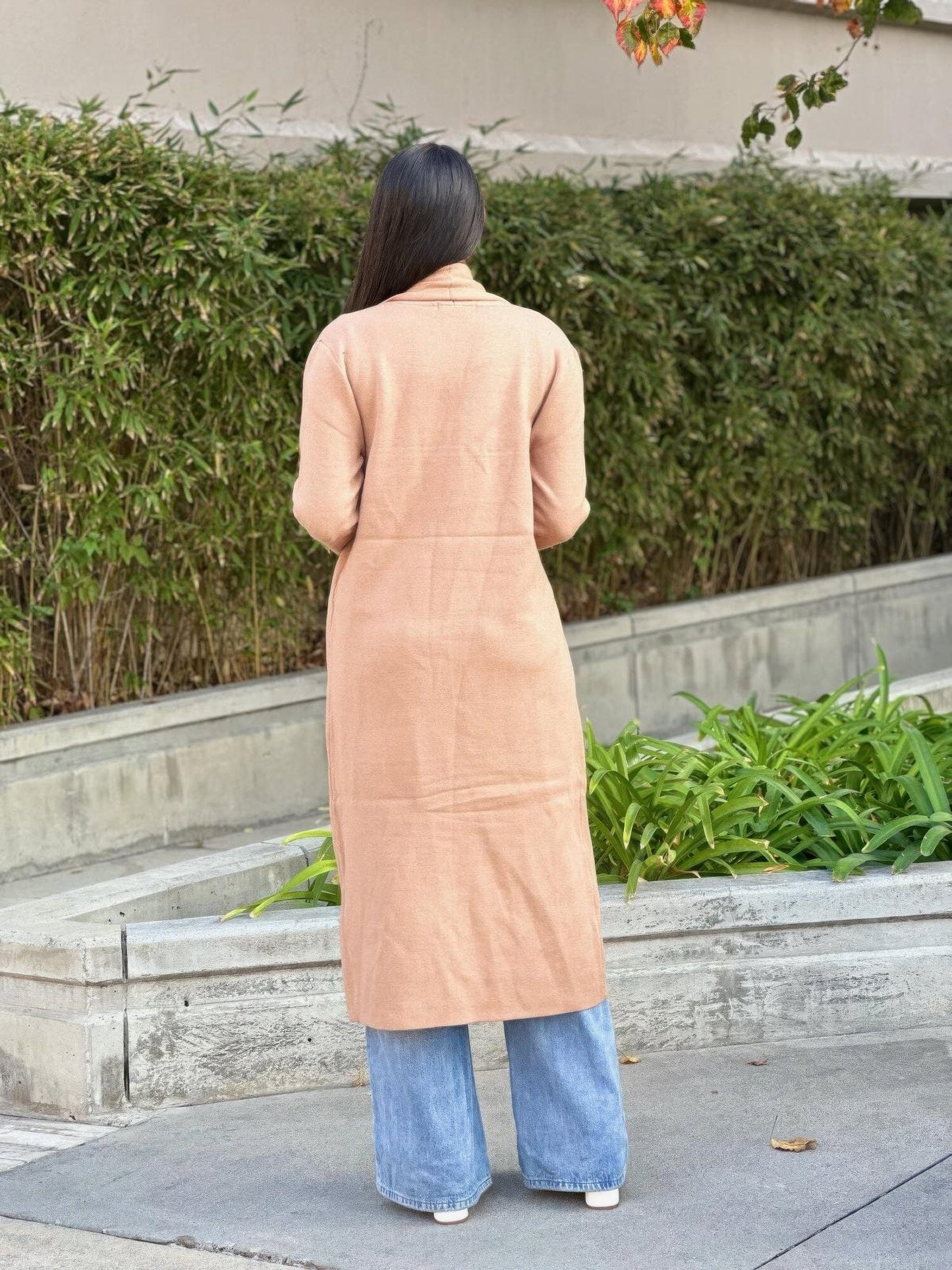 Clover Fine Knit Midi Cardi Cardigan With Pockets Outerwear jehouze 