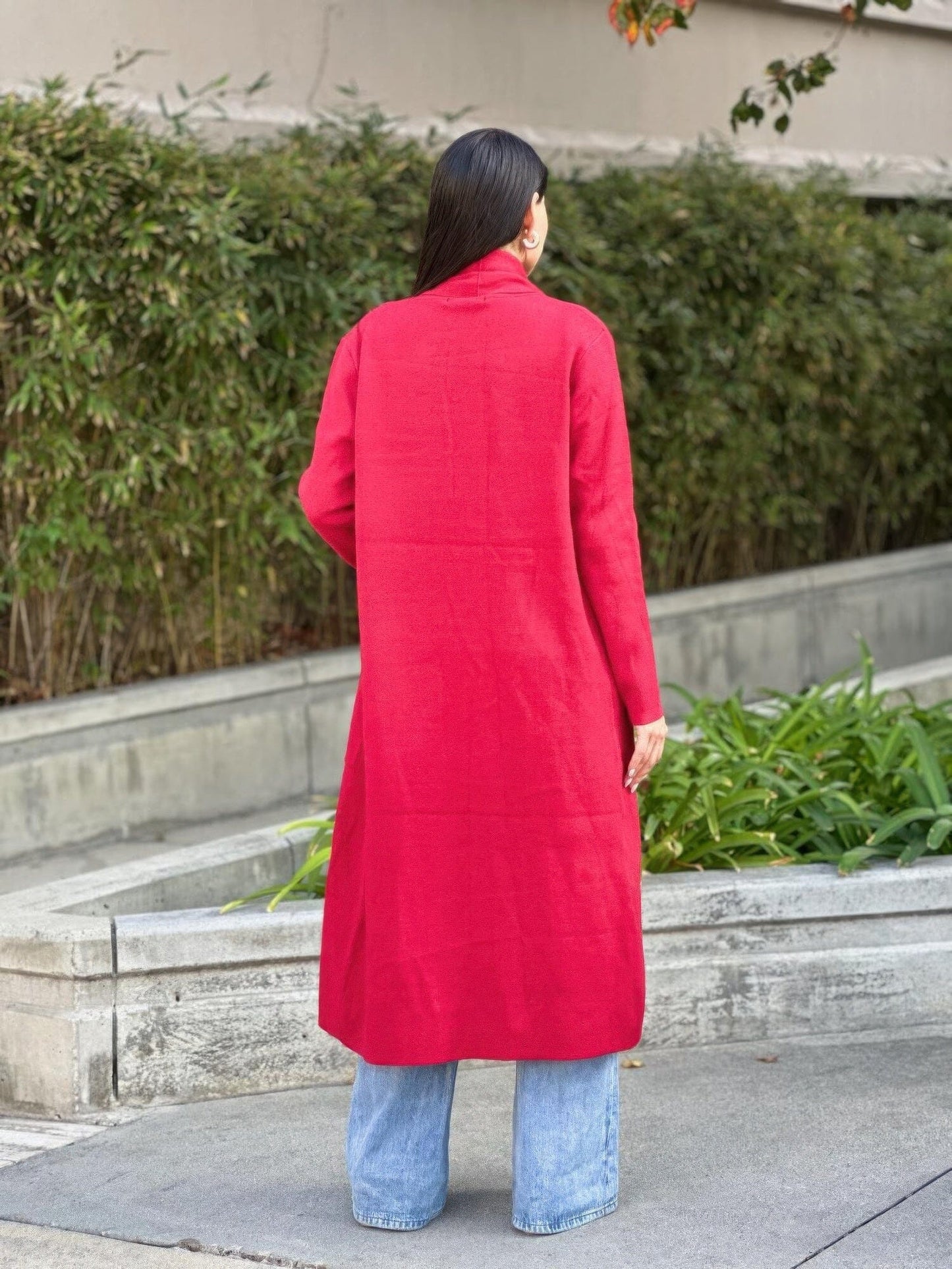 Clover Fine Knit Midi Cardi Cardigan With Pockets Outerwear jehouze 