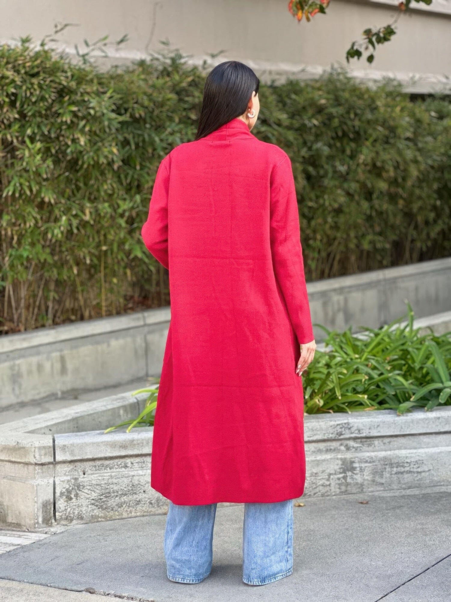 Clover Fine Knit Midi Cardi Cardigan With Pockets Outerwear jehouze 