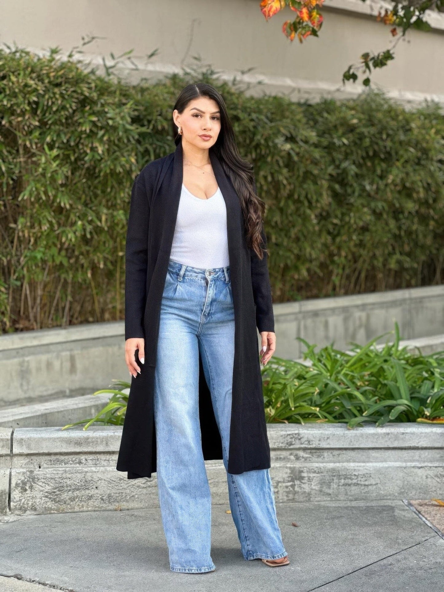 Clover Fine Knit Midi Cardi Cardigan With Pockets Outerwear jehouze 