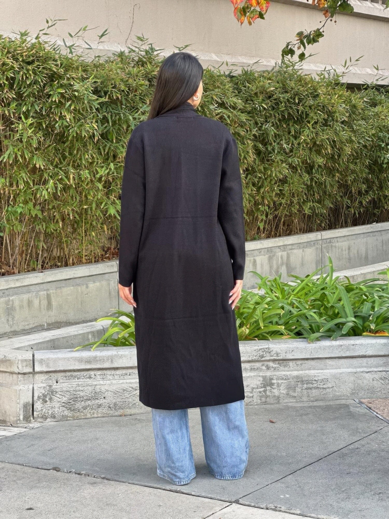 Clover Fine Knit Midi Cardi Cardigan With Pockets Outerwear jehouze 