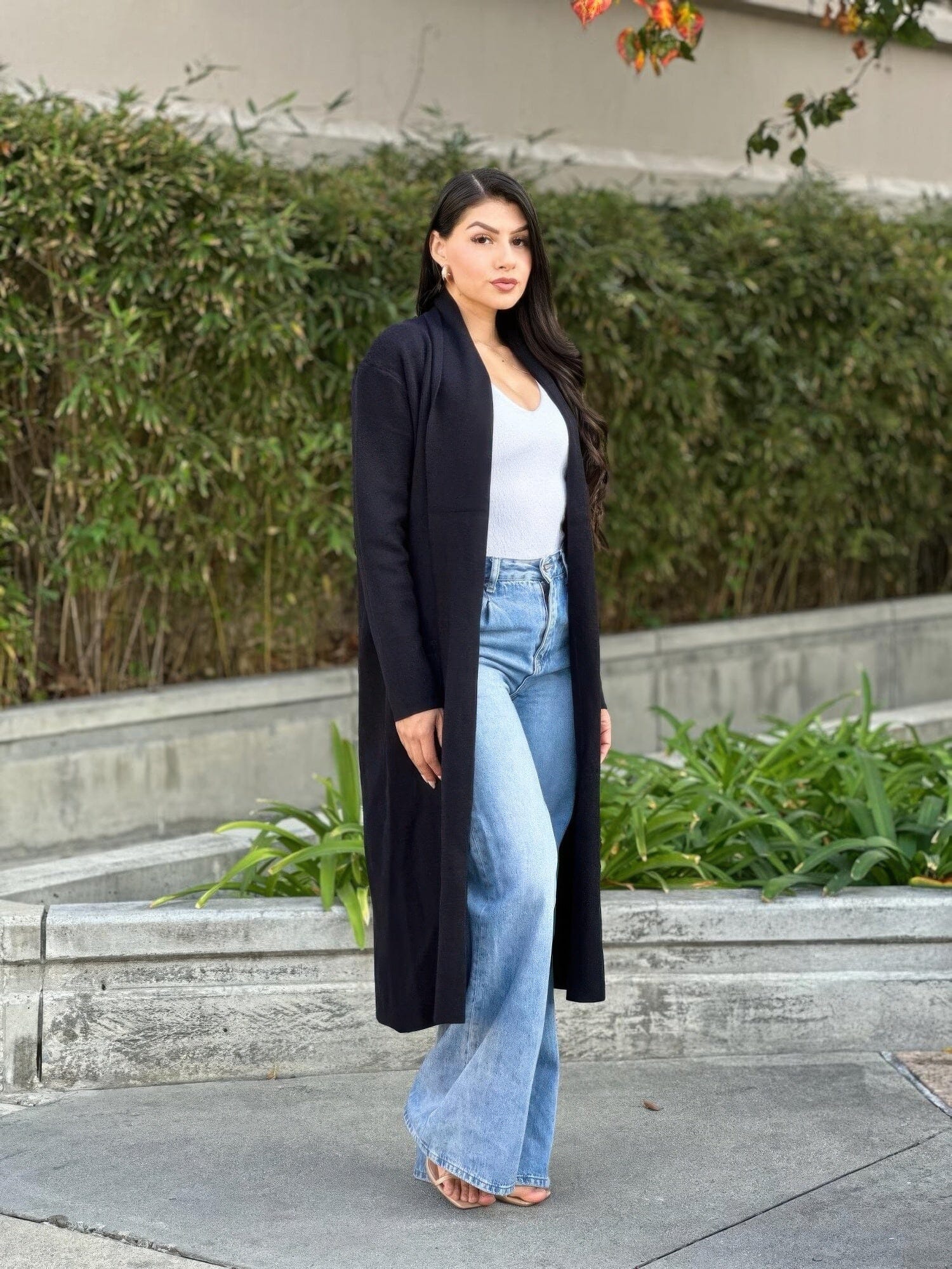 Clover Fine Knit Midi Cardi Cardigan With Pockets Outerwear jehouze 